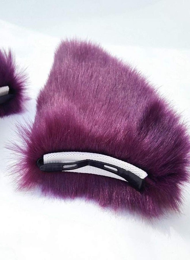 ZCMG Cat Ears Hair Clips Fox Ears Barrettes Women Furry Fur Cat Headpiece Holiday Hair Pins Sweet Halloween Party Decoration Headband Anime Cosplay Costume Kitty Kitten Hair Accessories Purple - Pink - Image 5